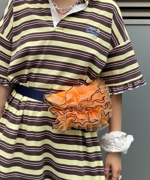HELLO.SANFRANCISCO（ハローサンフランシスコ）の「【HELLO.SANFRANCISCO】チュールメローウエストBAG（ボディバッグ/ウエストポーチ・レディース・パープル/ブラック/オレンジ・ONE SIZE）」の9枚目の写真
