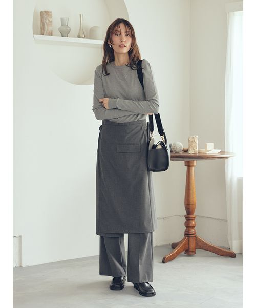 Mila Owen（ミラオーウェン）の「テレコクルーネックプルオーバー（Tシャツ/カットソー・レディース・ブラック/オリーブ/グレー/ホワイト/ミント・0/1）」の13枚目の写真