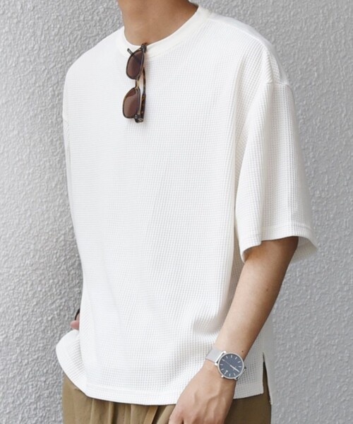 SHIPS any(シップス エニィ)の「SHIPS any: ワッフル リラックス クルーネック Tシャツ◇(Tシャツ/カットソー・メンズ・ホワイト/ダークグレー/グレー・X-LARGE/LARGE/MEDIUM)」の7枚目の写真