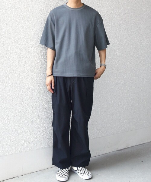 SHIPS any(シップス エニィ)の「SHIPS any: ワッフル リラックス クルーネック Tシャツ◇(Tシャツ/カットソー・メンズ・ホワイト/ダークグレー/グレー・X-LARGE/LARGE/MEDIUM)」の9枚目の写真
