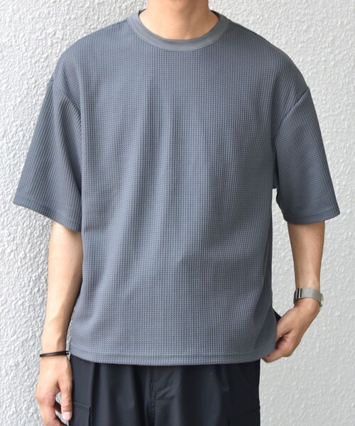 SHIPS any(シップス エニィ)の「SHIPS any: ワッフル リラックス クルーネック Tシャツ◇(Tシャツ/カットソー・メンズ・ホワイト/ダークグレー/グレー・X-LARGE/LARGE/MEDIUM)」の11枚目の写真