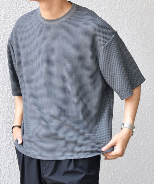 SHIPS any(シップス エニィ)の「SHIPS any: ワッフル リラックス クルーネック Tシャツ◇(Tシャツ/カットソー・メンズ・ホワイト/ダークグレー/グレー・X-LARGE/LARGE/MEDIUM)」の12枚目の写真