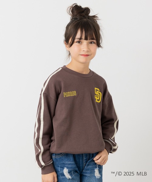 MLB(メジャーリーグベースボール)の「〈MLB〉刺繍ロゴ 裏毛トレーナー(スウェット・キッズ・ブラック/ブラウン/オートミール・100/110/120/130/140/150/160)」の2枚目の写真