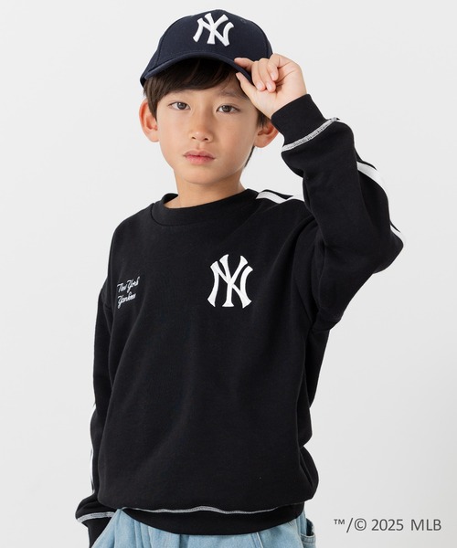MLB(メジャーリーグベースボール)の「〈MLB〉刺繍ロゴ 裏毛トレーナー(スウェット・キッズ・ブラック/ブラウン/オートミール・100/110/120/130/140/150/160)」の1枚目の写真