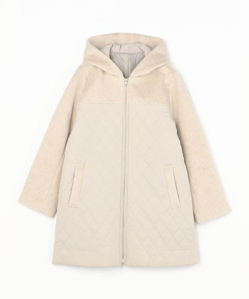 Grand PARK（グランドパーク）の「素材切り替えフードコート（その他アウター・レディース・ブラック/アイボリー・LARGE/MEDIUM）」の2枚目の写真