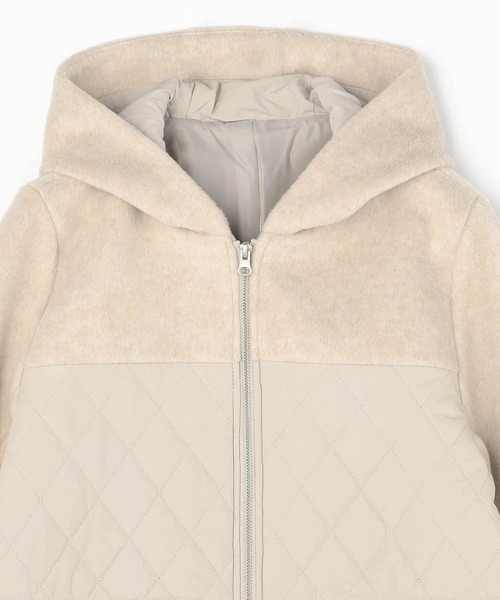 Grand PARK（グランドパーク）の「素材切り替えフードコート（その他アウター・レディース・ブラック/アイボリー・LARGE/MEDIUM）」の4枚目の写真