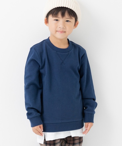 chil2（チルツー）の「綿100% 無地裏毛トレーナー（スウェット・キッズ・グリーン/ブルー/ベージュ/オートミール/ネイビー/ミント/ブラウン/ホワイト/オレンジ/イエロー/ラベンダー/クリーム/チャコールグレー/グレー/スモークピンク/サックスブルー/カーキ/ブラック/ワインレッド/レッド・110cm/100cm/160cm/90cm/80ｃｍ/120cm/150cm/140cm/130cm）」の12枚目の写真