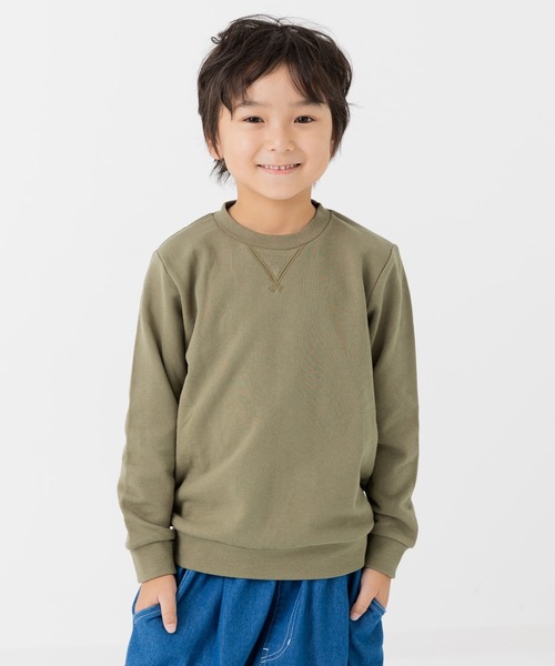 chil2（チルツー）の「綿100% 無地裏毛トレーナー（スウェット・キッズ・グリーン/ブルー/ベージュ/オートミール/ネイビー/ミント/ブラウン/ホワイト/オレンジ/イエロー/ラベンダー/クリーム/チャコールグレー/グレー/スモークピンク/サックスブルー/カーキ/ブラック/ワインレッド/レッド・110cm/100cm/160cm/90cm/80ｃｍ/120cm/150cm/140cm/130cm）」の9枚目の写真