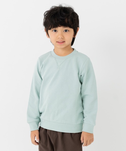 chil2（チルツー）の「綿100% 無地裏毛トレーナー（スウェット・キッズ・グリーン/ブルー/ベージュ/オートミール/ネイビー/ミント/ブラウン/ホワイト/オレンジ/イエロー/ラベンダー/クリーム/チャコールグレー/グレー/スモークピンク/サックスブルー/カーキ/ブラック/ワインレッド/レッド・110cm/100cm/160cm/90cm/80ｃｍ/120cm/150cm/140cm/130cm）」の11枚目の写真