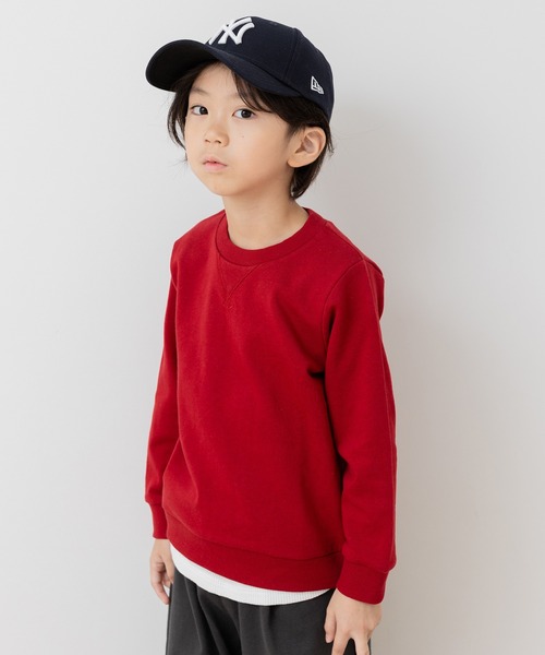 chil2（チルツー）の「綿100% 無地裏毛トレーナー（スウェット・キッズ・グリーン/ブルー/ベージュ/オートミール/ネイビー/ミント/ブラウン/ホワイト/オレンジ/イエロー/ラベンダー/クリーム/チャコールグレー/グレー/スモークピンク/サックスブルー/カーキ/ブラック/ワインレッド/レッド・110cm/100cm/160cm/90cm/80ｃｍ/120cm/150cm/140cm/130cm）」の19枚目の写真