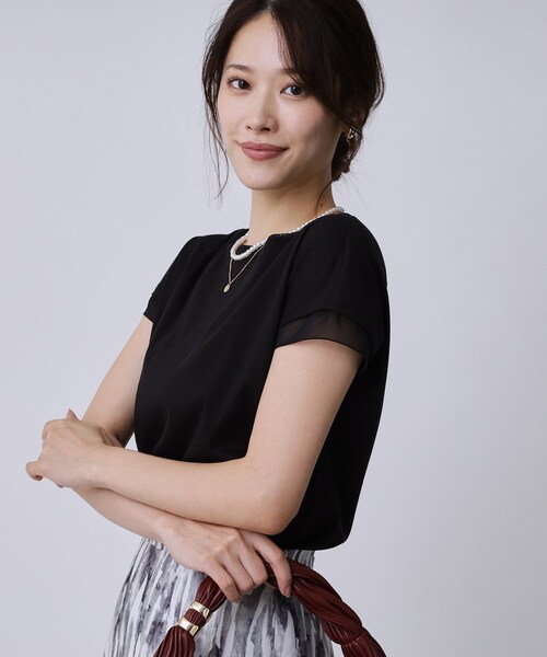 COUP DE CHANCE（クードシャンス）の「【手洗い可／日本製】シンプルジャージカットソー（Tシャツ/カットソー・レディース・ブラック/ダークブラウン/ホワイト・34/36/38/40）」の3枚目の写真