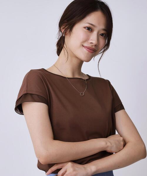 COUP DE CHANCE（クードシャンス）の「【手洗い可／日本製】シンプルジャージカットソー（Tシャツ/カットソー・レディース・ブラック/ダークブラウン/ホワイト・34/36/38/40）」の4枚目の写真