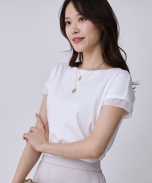 COUP DE CHANCE（クードシャンス）の「【手洗い可／日本製】シンプルジャージカットソー（Tシャツ/カットソー・レディース・ブラック/ダークブラウン/ホワイト・34/36/38/40）」の5枚目の写真