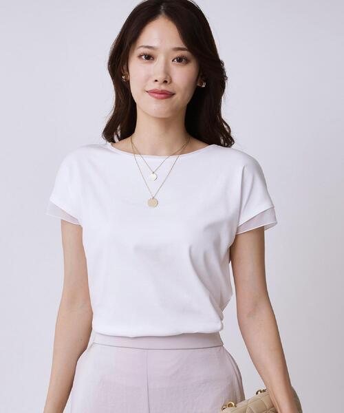 COUP DE CHANCE（クードシャンス）の「【手洗い可／日本製】シンプルジャージカットソー（Tシャツ/カットソー・レディース・ブラック/ダークブラウン/ホワイト・34/36/38/40）」の6枚目の写真