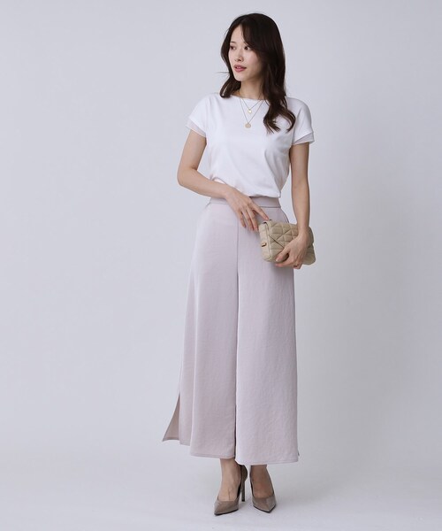 COUP DE CHANCE（クードシャンス）の「【手洗い可／日本製】シンプルジャージカットソー（Tシャツ/カットソー・レディース・ブラック/ダークブラウン/ホワイト・34/36/38/40）」の8枚目の写真