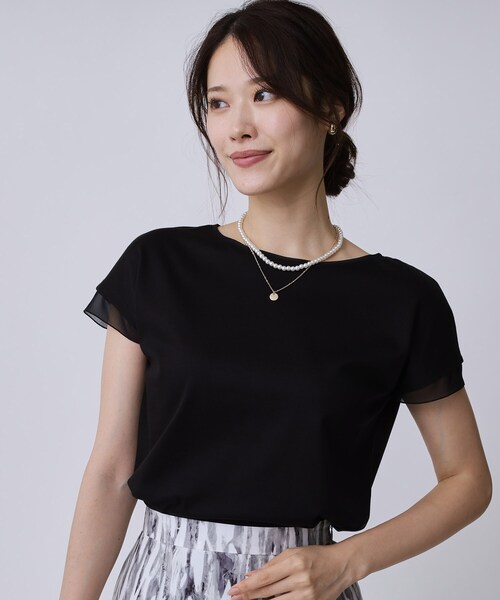 COUP DE CHANCE（クードシャンス）の「【手洗い可／日本製】シンプルジャージカットソー（Tシャツ/カットソー・レディース・ブラック/ダークブラウン/ホワイト・34/36/38/40）」の11枚目の写真