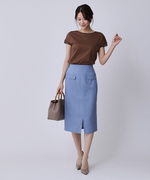 COUP DE CHANCE（クードシャンス）の「【手洗い可／日本製】シンプルジャージカットソー（Tシャツ/カットソー・レディース・ブラック/ダークブラウン/ホワイト・34/36/38/40）」の15枚目の写真