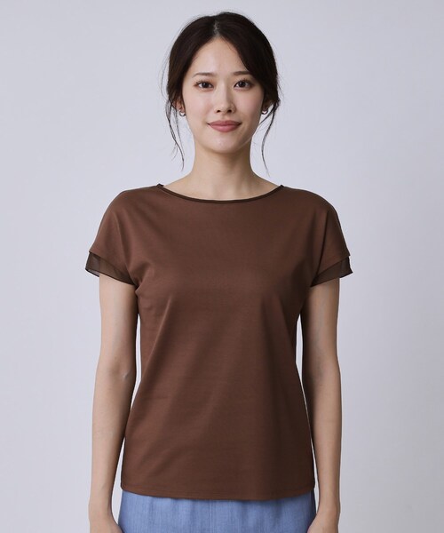 COUP DE CHANCE（クードシャンス）の「【手洗い可／日本製】シンプルジャージカットソー（Tシャツ/カットソー・レディース・ブラック/ダークブラウン/ホワイト・34/36/38/40）」の18枚目の写真