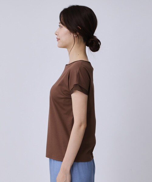 COUP DE CHANCE（クードシャンス）の「【手洗い可／日本製】シンプルジャージカットソー（Tシャツ/カットソー・レディース・ブラック/ダークブラウン/ホワイト・34/36/38/40）」の19枚目の写真