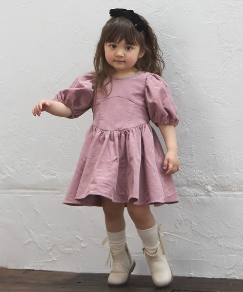 petit main（プティマイン）の「【リンク】袖パフワンピース（ワンピース・キッズ・ブラック/アイボリー/ピンク・80ｃｍ/90cm/120cm/130cm/110cm/100cm）」の3枚目の写真