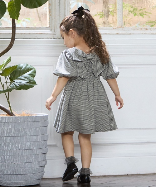 petit main（プティマイン）の「【リンク】袖パフワンピース（ワンピース・キッズ・ブラック/アイボリー/ピンク・80ｃｍ/90cm/120cm/130cm/110cm/100cm）」の4枚目の写真