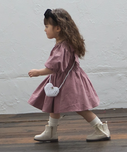 petit main（プティマイン）の「【リンク】袖パフワンピース（ワンピース・キッズ・ブラック/アイボリー/ピンク・80ｃｍ/90cm/120cm/130cm/110cm/100cm）」の7枚目の写真