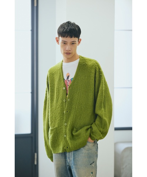 TOWNCRAFT（タウンクラフト）の「TOWN CRAFT タウンクラフト / SOLID SHAGGY V CARDIGAN アクリルカーディガン（カーディガン/ボレロ・メンズ・ヘザーグレー/ブラック/グリーン/ピンク/チャコール/ネイビー/ブラウン/ダークグリーン・SMALL/MEDIUM/LARGE）」の18枚目の写真