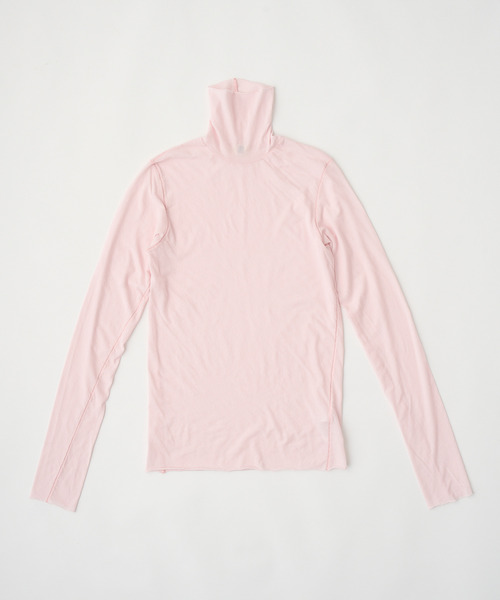 UNFIL（アンフィル）の「UNFIL アンフィル / high twist cotton sheer jersey turtle-neck Tee 超長綿灰ツイストコットンシアージャージータートルネックTシャツ / WVFL-UW104（Tシャツ/カットソー・レディース・オフホワイト/ライトピンク/ダークブラウン・1）」の3枚目の写真