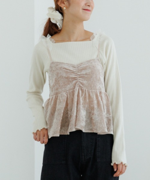 flower（フラワー）の「シックリボンビスチェ（キャミソール・レディース・ブラウン/ベージュ・FREE）」の2枚目の写真