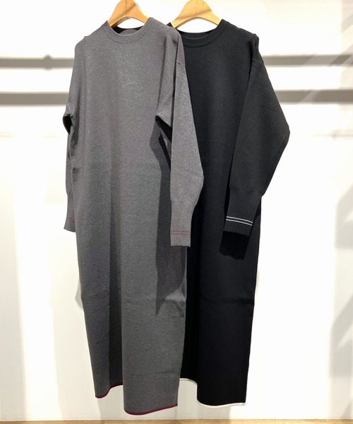 Q（キュー）の「やわもち配色ラインワンピース（ワンピース・レディース・ブラック/チャコールグレー・MEDIUM）」の18枚目の写真