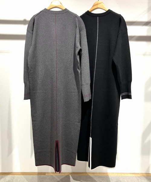 Q（キュー）の「やわもち配色ラインワンピース（ワンピース・レディース・ブラック/チャコールグレー・MEDIUM）」の19枚目の写真