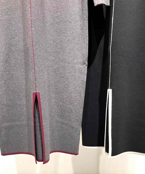 Q（キュー）の「やわもち配色ラインワンピース（ワンピース・レディース・ブラック/チャコールグレー・MEDIUM）」の20枚目の写真