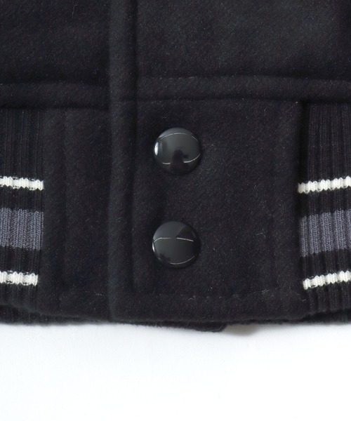 BEN DAVIS（ベンデイビス）の「BEN DAVIS/ベンデイビス BD STADIUM JACKET/オーバーサイズ フェイクメルトン フェイクレザースリーブ バック刺繍 スタジアムジャケット/スタジャン/中綿ジャケット/レディース メンズ（スタジャン・メンズ・ブラック/ブラック系その他・M/L/XL）」の18枚目の写真