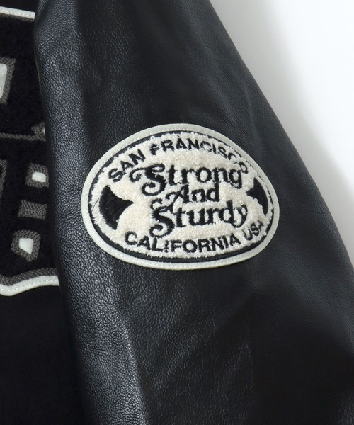 BEN DAVIS（ベンデイビス）の「BEN DAVIS/ベンデイビス BD STADIUM JACKET/オーバーサイズ フェイクメルトン フェイクレザースリーブ バック刺繍 スタジアムジャケット/スタジャン/中綿ジャケット/レディース メンズ（スタジャン・メンズ・ブラック/ブラック系その他・M/L/XL）」の15枚目の写真