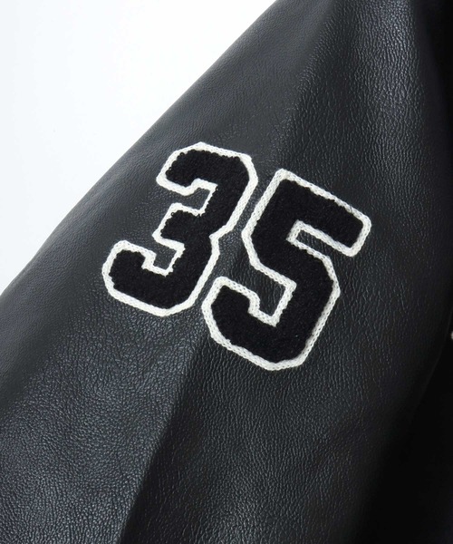 BEN DAVIS（ベンデイビス）の「BEN DAVIS/ベンデイビス BD STADIUM JACKET/オーバーサイズ フェイクメルトン フェイクレザースリーブ バック刺繍 スタジアムジャケット/スタジャン/中綿ジャケット/レディース メンズ（スタジャン・メンズ・ブラック/ブラック系その他・M/L/XL）」の16枚目の写真
