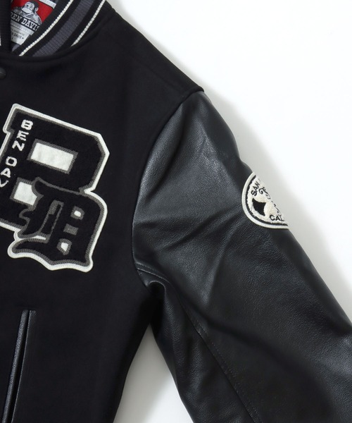 BEN DAVIS（ベンデイビス）の「BEN DAVIS/ベンデイビス BD STADIUM JACKET/オーバーサイズ フェイクメルトン フェイクレザースリーブ バック刺繍 スタジアムジャケット/スタジャン/中綿ジャケット/レディース メンズ（スタジャン・メンズ・ブラック/ブラック系その他・M/L/XL）」の14枚目の写真