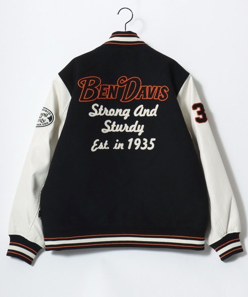 BEN DAVIS（ベンデイビス）の「BEN DAVIS/ベンデイビス BD STADIUM JACKET/オーバーサイズ フェイクメルトン フェイクレザースリーブ バック刺繍 スタジアムジャケット/スタジャン/中綿ジャケット/レディース メンズ（スタジャン・メンズ・ブラック/ブラック系その他・M/L/XL）」の8枚目の写真