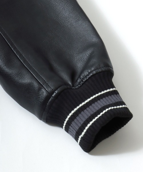 BEN DAVIS（ベンデイビス）の「BEN DAVIS/ベンデイビス BD STADIUM JACKET/オーバーサイズ フェイクメルトン フェイクレザースリーブ バック刺繍 スタジアムジャケット/スタジャン/中綿ジャケット/レディース メンズ（スタジャン・メンズ・ブラック/ブラック系その他・M/L/XL）」の17枚目の写真