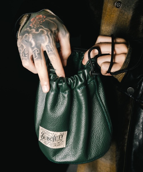 Subciety（サブサエティ）の「Leather effects bag（ハンドバッグ・メンズ・ブラック/グリーン・FREE）」の14枚目の写真