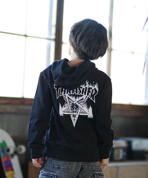 完売品 希少 the GazettE THRASHER コラボ パーカー THRASHER/スラッシャー Frame Sk8 Goat Paka キッズ パーカー 25A403