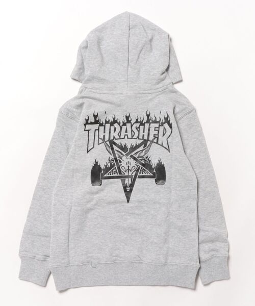 90´s後期　THRASHER ダイヤロゴ パーカー　グレー THRASHER (スラッシャー) US パーカー プルオーバー Flame Logo