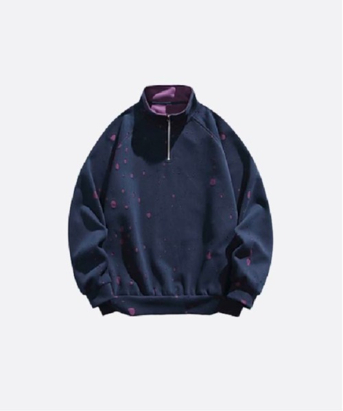 U:UME(ユーム)の「Half Zip Broken Design Sweat(スウェット・メンズ・グレー/ホワイト/ネイビー・MEDIUM/LARGE/X-LARGE/XX-LARGE)」の3枚目の写真