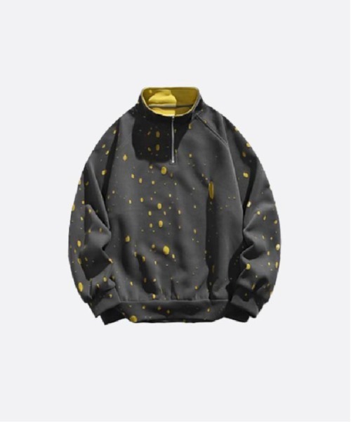 U:UME(ユーム)の「Half Zip Broken Design Sweat(スウェット・メンズ・グレー/ホワイト/ネイビー・MEDIUM/LARGE/X-LARGE/XX-LARGE)」の1枚目の写真