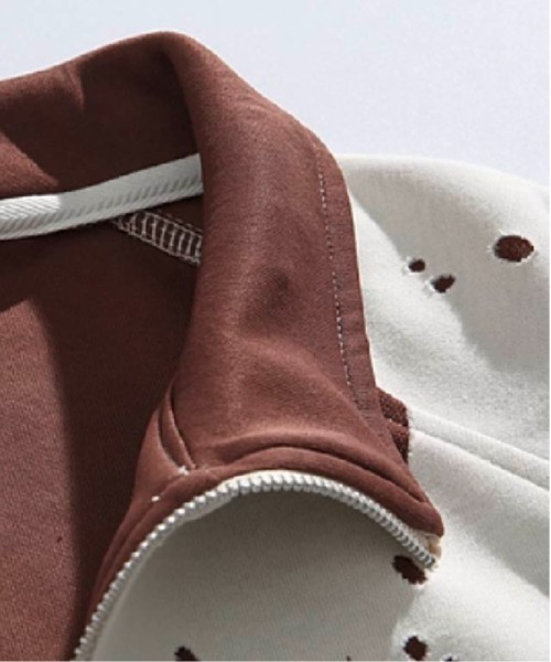 U:UME(ユーム)の「Half Zip Broken Design Sweat(スウェット・メンズ・グレー/ホワイト/ネイビー・MEDIUM/LARGE/X-LARGE/XX-LARGE)」の5枚目の写真