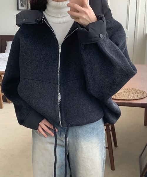 新品★ ビームス　前立トリコ フード付 メルトン ブルゾン M 紺 ネイビー　裏地付 マウンテンパーカ メンズ BEAMS HEART BEAMS HEART（ビームス ハート）中綿 トリコ フーディー（ブルゾン