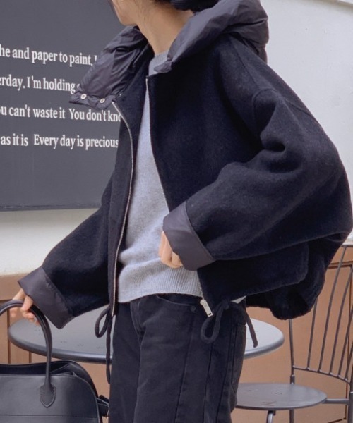 新品★ ビームス　前立トリコ フード付 メルトン ブルゾン M 紺 ネイビー　裏地付 マウンテンパーカ メンズ BEAMS HEART BEAMS HEART（ビームス ハート）中綿 トリコ フーディー（ブルゾン