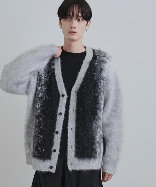 tk.TAKEO KIKUCHI（ティーケータケオキクチ）の「ボールドストライプシャギーニットVカーディガン（カーディガン/ボレロ・メンズ・ライトグレー/ブラウン系その他/ブラック・01/02/03）」の5枚目の写真