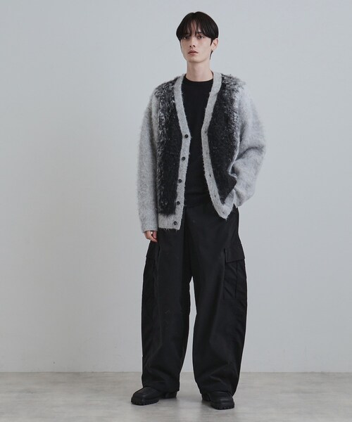 tk.TAKEO KIKUCHI（ティーケータケオキクチ）の「ボールドストライプシャギーニットVカーディガン（カーディガン/ボレロ・メンズ・ライトグレー/ブラウン系その他/ブラック・01/02/03）」の7枚目の写真