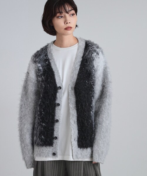 tk.TAKEO KIKUCHI（ティーケータケオキクチ）の「ボールドストライプシャギーニットVカーディガン（カーディガン/ボレロ・メンズ・ライトグレー/ブラウン系その他/ブラック・01/02/03）」の10枚目の写真