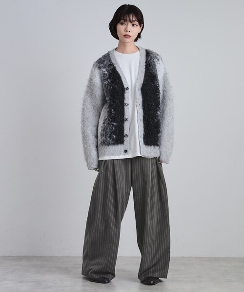 tk.TAKEO KIKUCHI（ティーケータケオキクチ）の「ボールドストライプシャギーニットVカーディガン（カーディガン/ボレロ・メンズ・ライトグレー/ブラウン系その他/ブラック・01/02/03）」の11枚目の写真